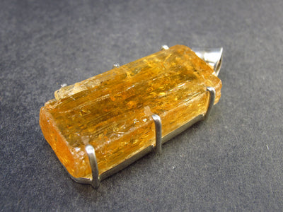 Fire Gem!! Natural Large Imperial Topaz Crystal Pendant In Sterling Silver From Zambia - 2.0" - 25.0 Grams