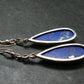 Dark Blue Genuine Lapis Lazuli Sterling Silver Earrings - 2.3" - 10.79 Grams