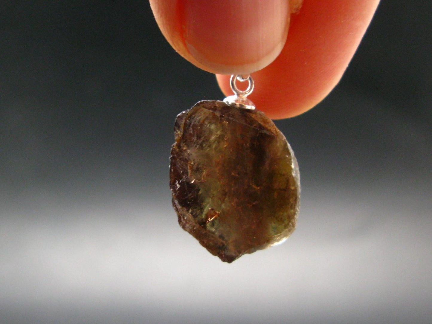 Rare Axinite Crystal Silver Pendant From Russia - 1.0" - 3.35 Grams