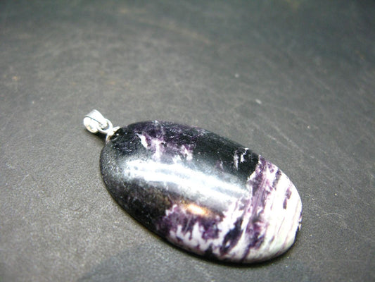 Raw Violet Kämmererite Kammererite Chrome Clinochlore Silver Pendant from Turkey - 1.6"