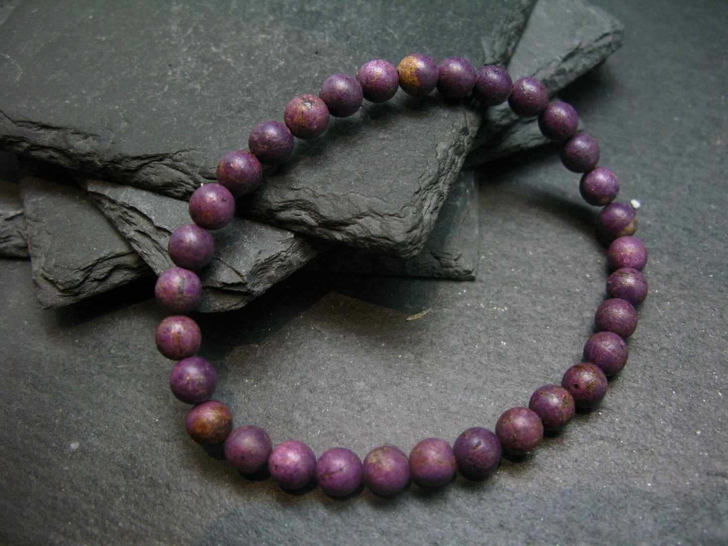 Stichtite Genuine Bracelet ~ 7 Inches ~ 6mm Round Matte Beads