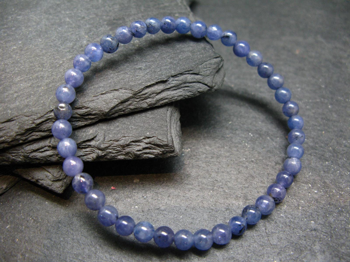 Tanzanite Genuine Bracelet ~ 7 Inches ~ 5mm Round Beads
