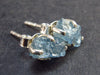 Cute Small Natural Raw Gemmy Aquamarine Crystal Stud Earrings In Sterling Silver From Brazil - 0.4"