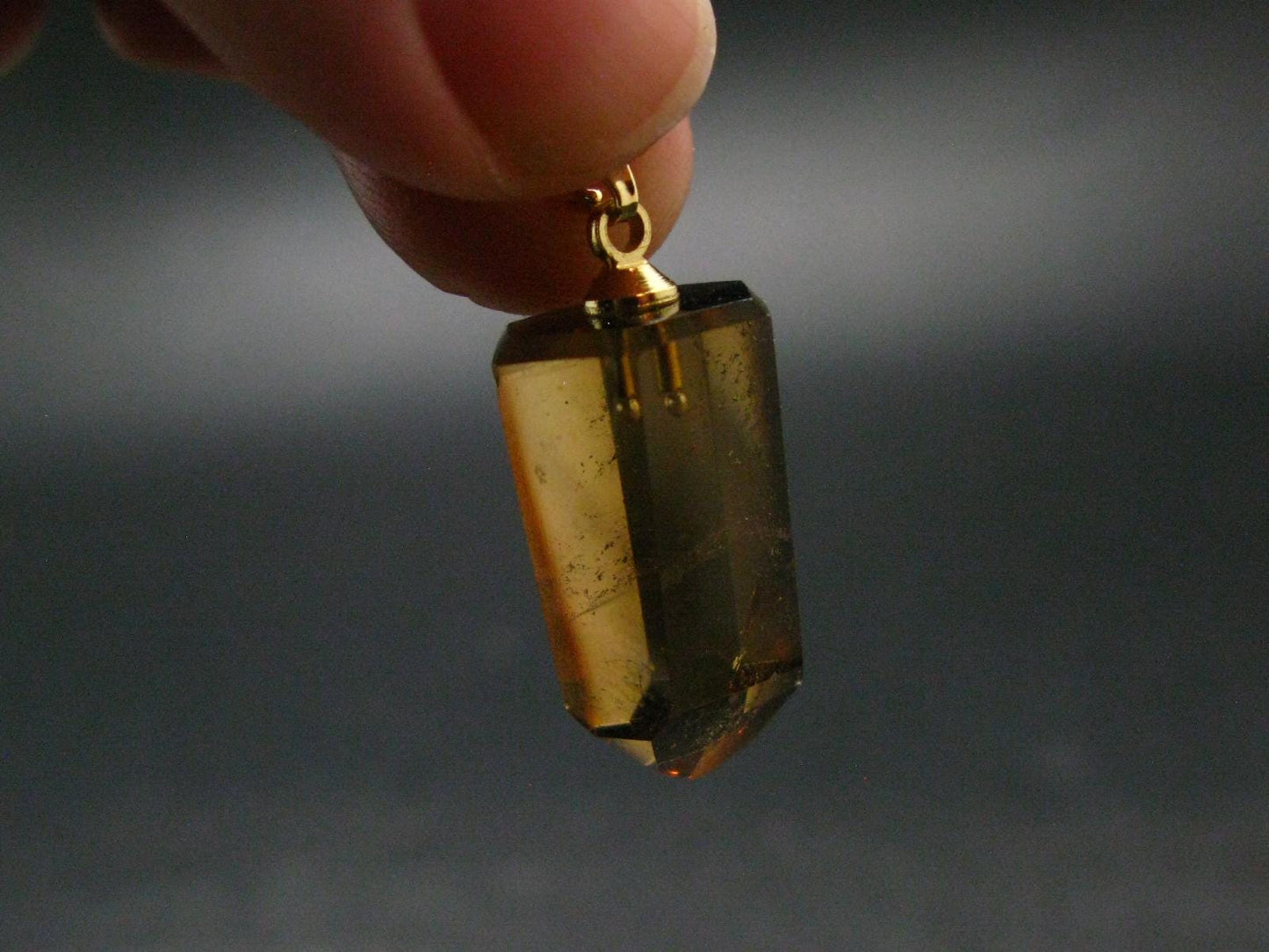 Natural Unheated Citrine Sterling Silver Gold Plated Pendant from Zambia - 1.2" - 4.25 Grams