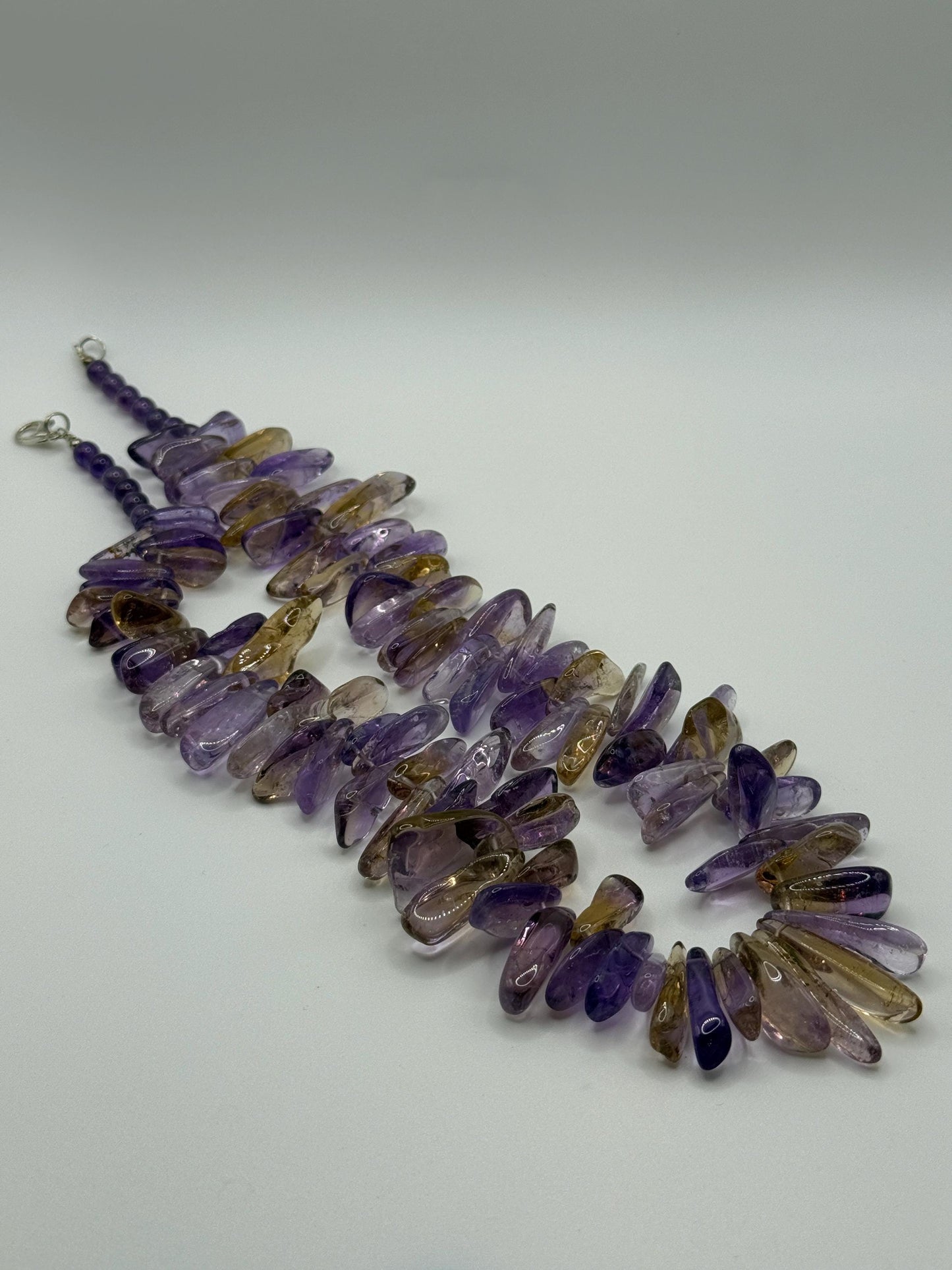 Raw Ametrine Crystal Necklace – Chunky Natural Gemstone Beads – Amethyst Citrine Statement Jewelry - 149.27 Grams