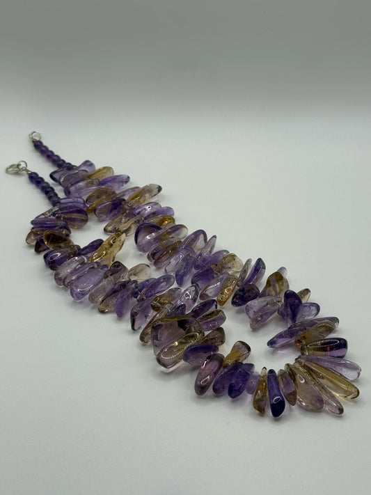 Raw Ametrine Crystal Necklace – Chunky Natural Gemstone Beads – Amethyst Citrine Statement Jewelry - 149.27 Grams