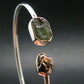Moldavite and Meteorite Sterling Silver Bracelet - 5.05 Grams - Size Adjustable
