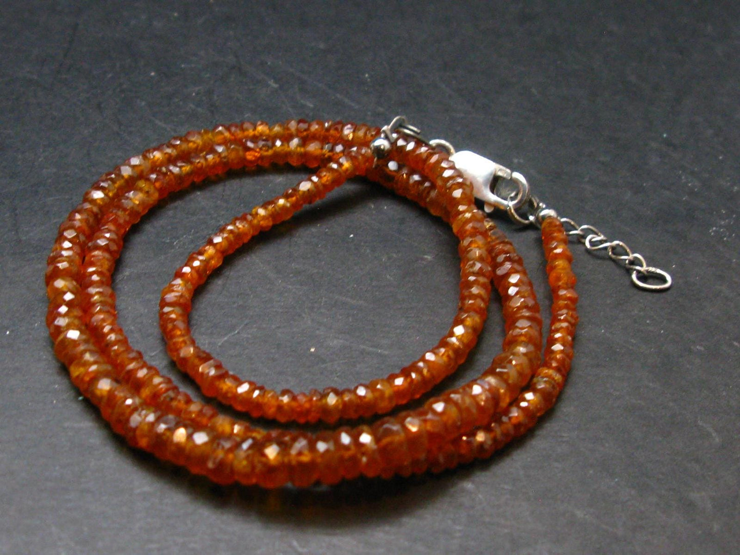 Orange Kyanite Genuine Necklace 4mm Faceted Beads - 18.37 grams