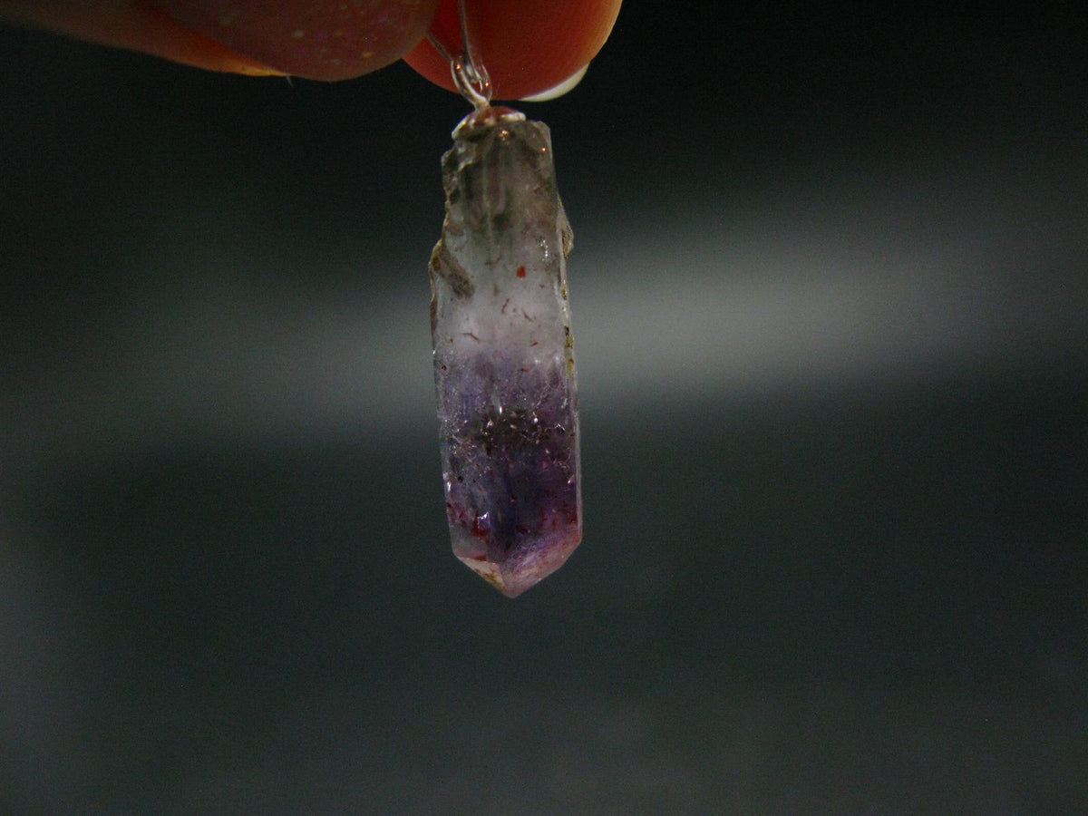 Rare Brandenberg Brandberg Amethyst Quartz Silver Pendant From Namibia - 1.2" - 2.12 Grams