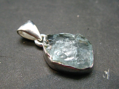 Fantastic Gemmy Aquamarine Crystal Silver Pendant From Brazil - 0.7"