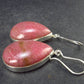Pink Rhodonite Silver Drop Earrings From Brazil - 14.3 Grams