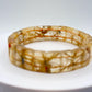Golden Rutilated Quartz Tile Bracelet – Natural Gemstone Stretch Jewelry