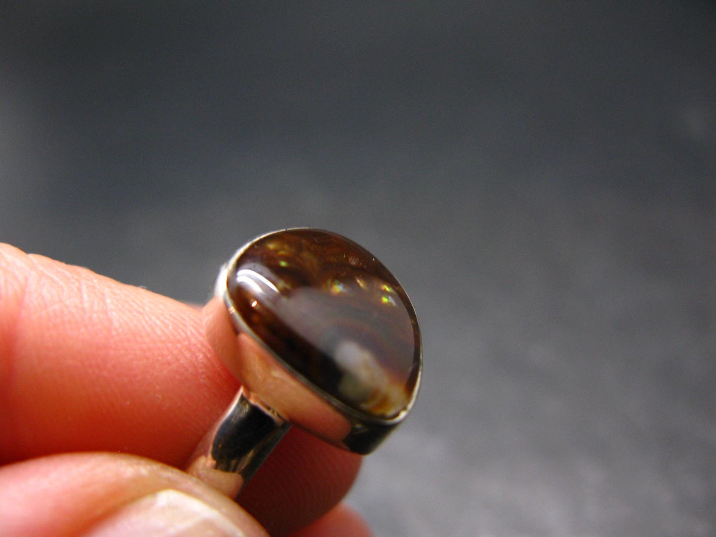 Fire Agate Ring From Mexico - Size 7 - 3.7 Grams