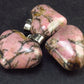 Lot of 3 Natural Rhodonite Puffed Heart Pendants from Canada