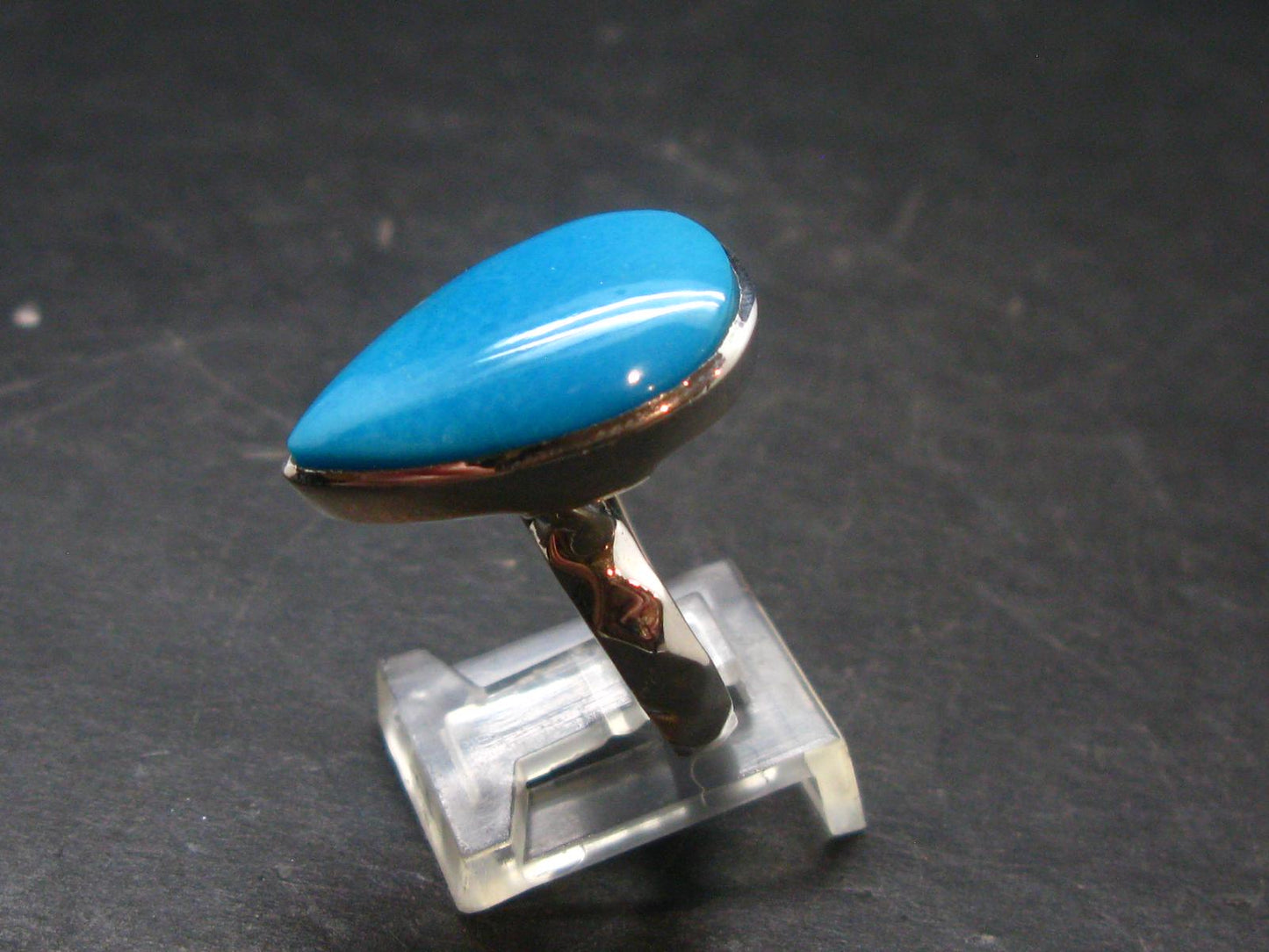 Genuine Turquoise Sterling Silver Ring Adjustable Size- 7.90 Grams