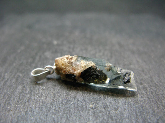 Aquamarine Crystal Silver Pendant From Namibia - 1.1" - 1.76 Grams