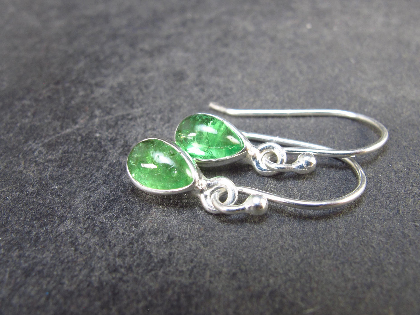 Tsavorite Gem Green Garnet Sterling Silver Earrings from Tanzania - 1.70 Grams