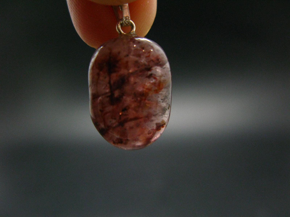 Strawberry Quartz Tumbled Silver Pendant - 1.0" - 3.45 Grams