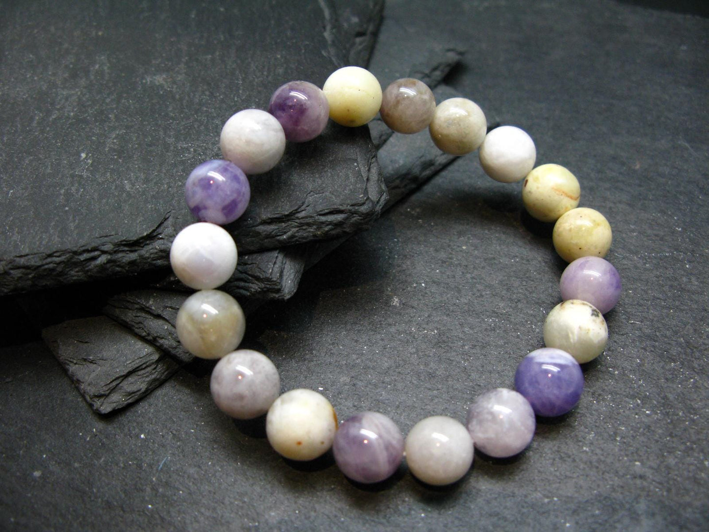 Tiffany Stone Violet Opal Genuine Bracelet ~ 7 Inches ~ 10mm Round Beads