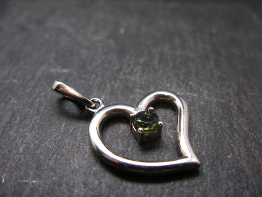 Moldavite Tektite Silver Pendant from Czech Republic - 1.3" - 4.07 Grams