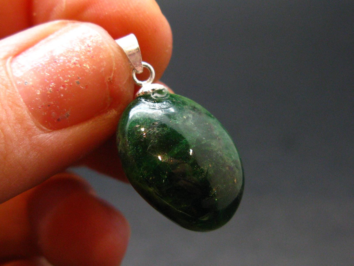 Tsavorite Gem Green Garnet Sterling Silver Pendant From Tanzania - 0.9" - 4.35 Grams
