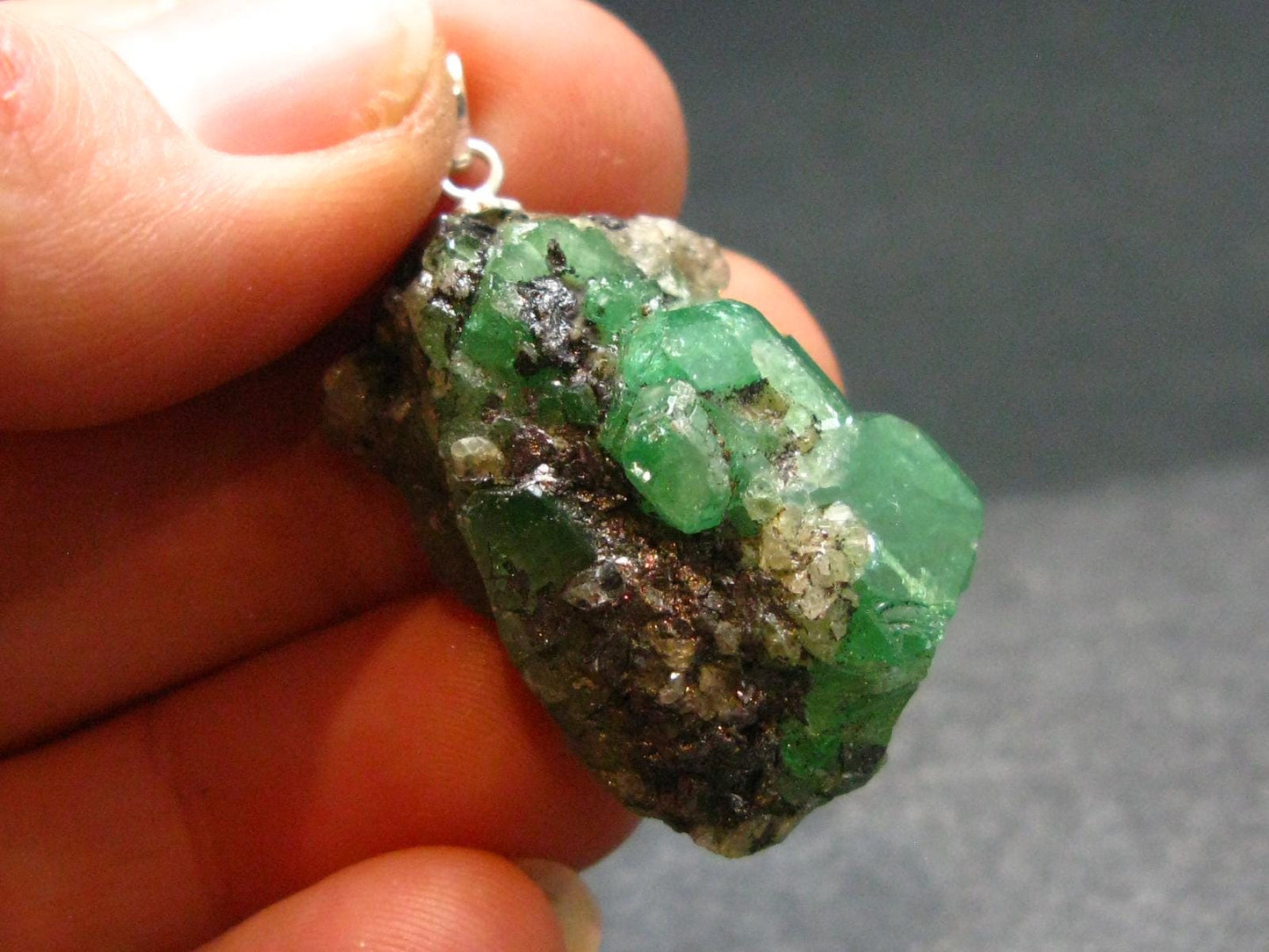 Tsavorite Gem Green Garnet Sterling Silver Pendant From Tanzania - 1.4" - 11.66 Grams