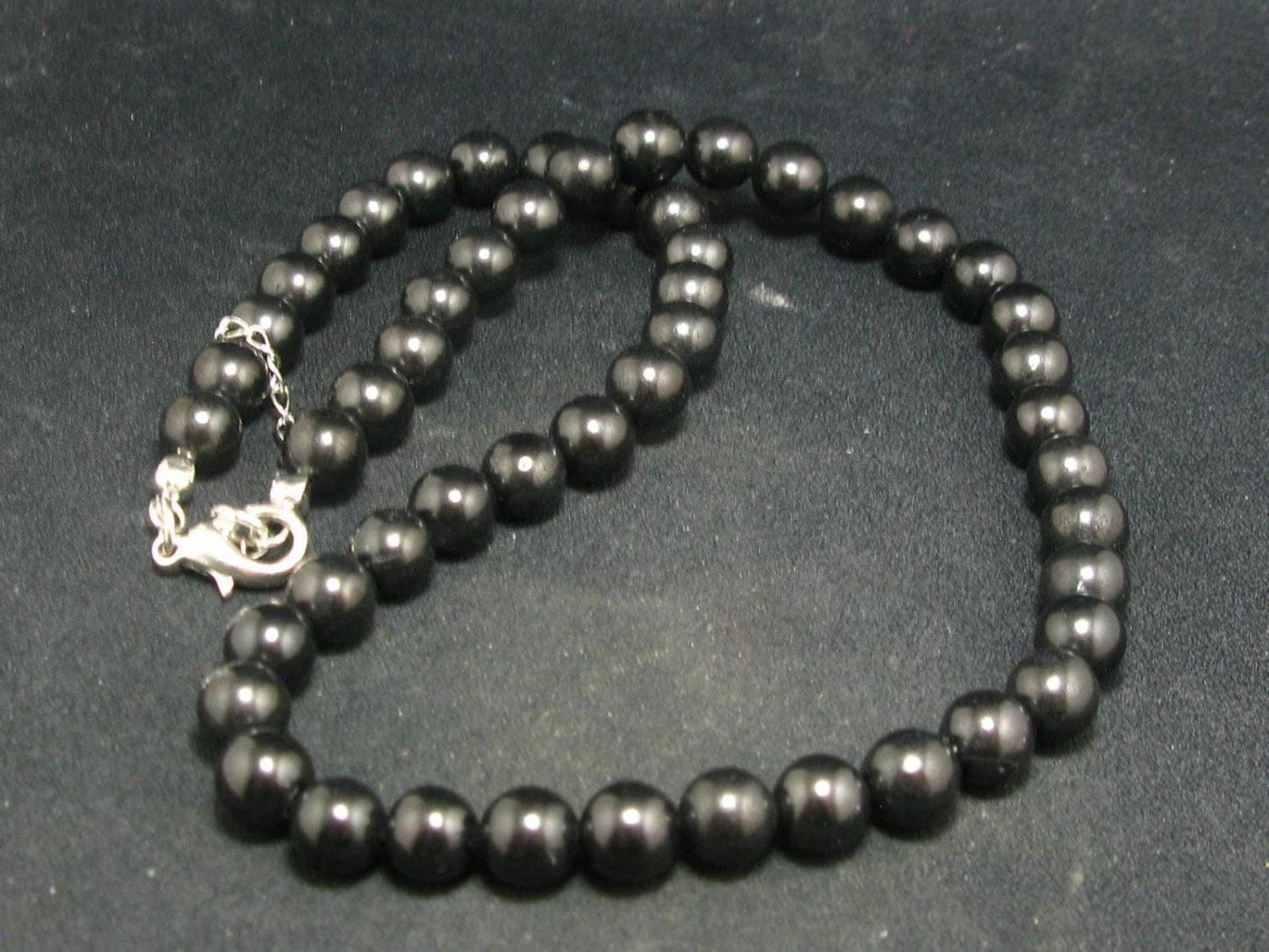 Shungite Necklace with 8mm Round Beads From Russia - 18"