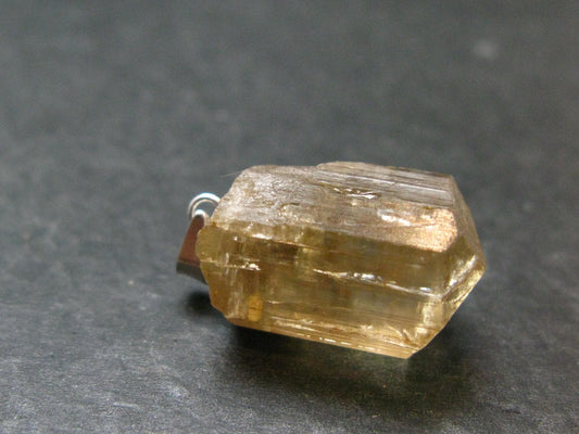 Golden Scapolite Silver Pendant From Tanzania - 1.0" - 4.82 Grams