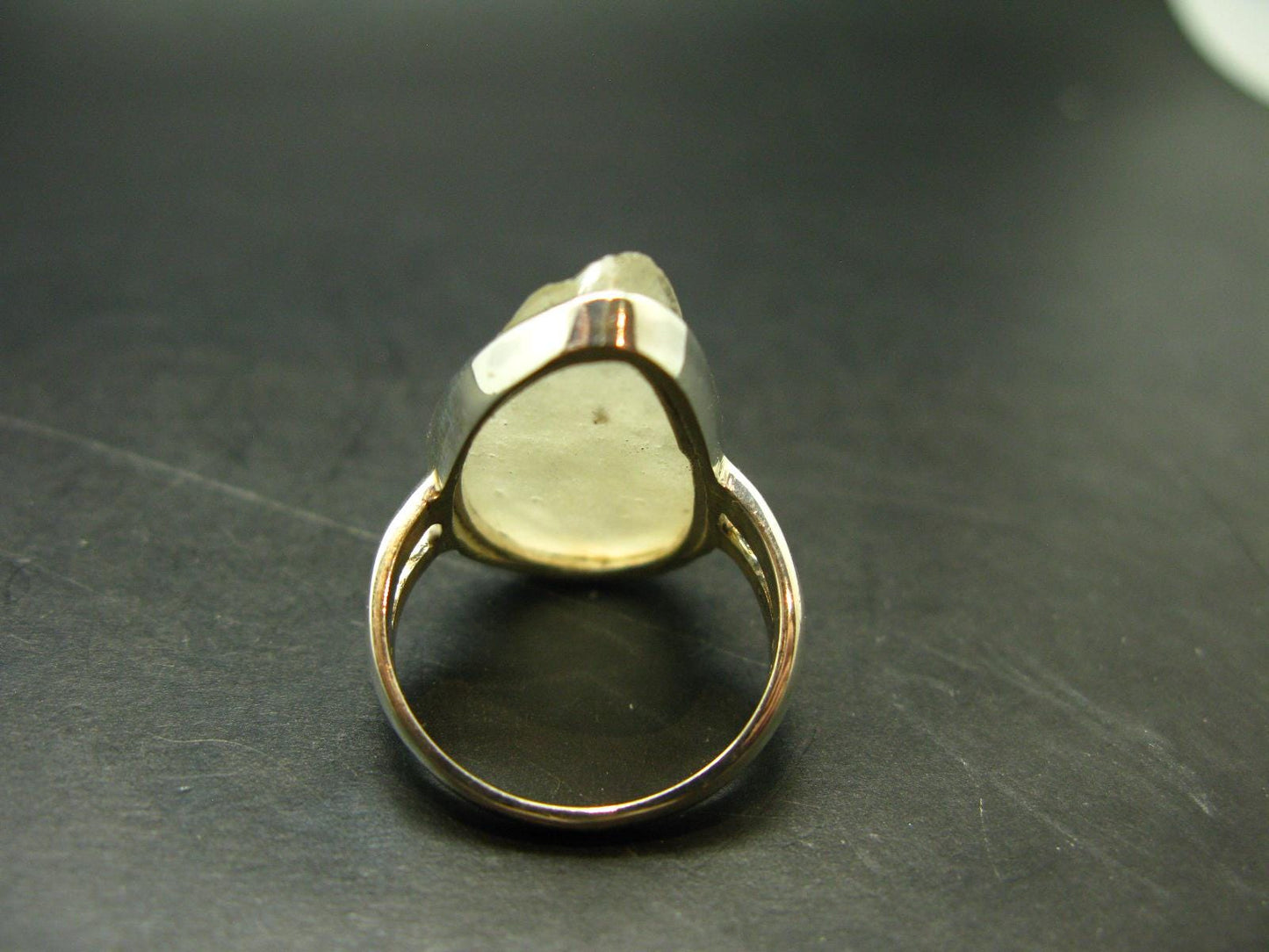 Natural Gem Raw Libyan Desert Glass Tektite Sterling Silver Ring from Libya - Size 9 - 9.19 Grams