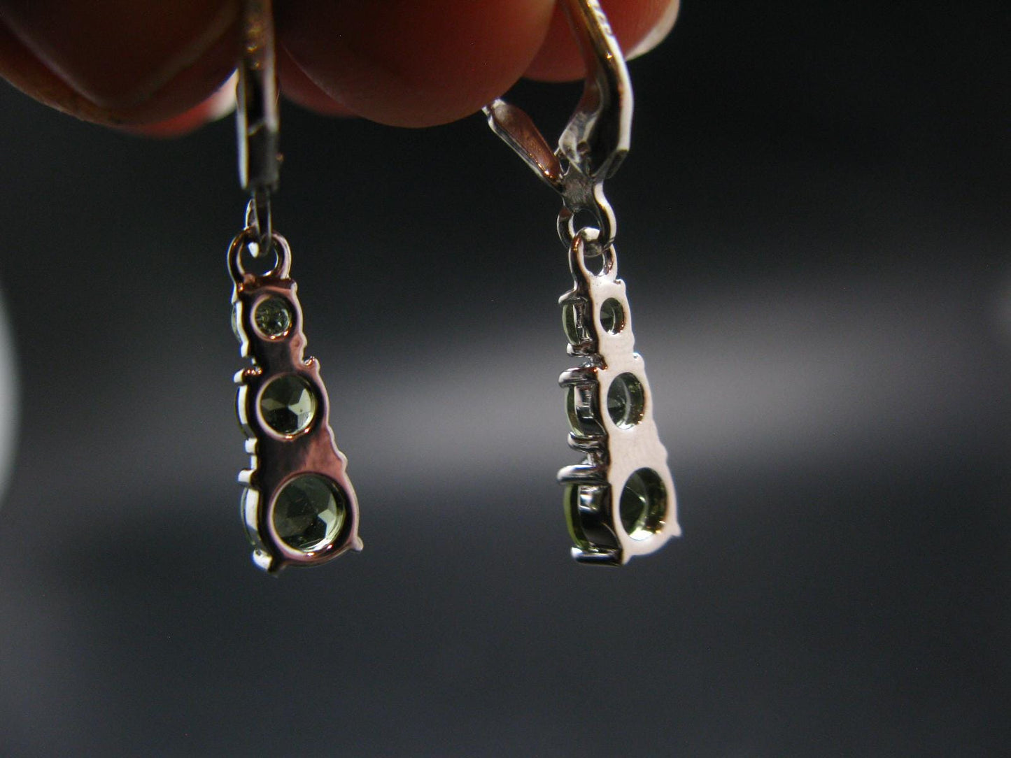 Moldavite Tektite Silver Earrings from Czech Republic - 2.20 Grams