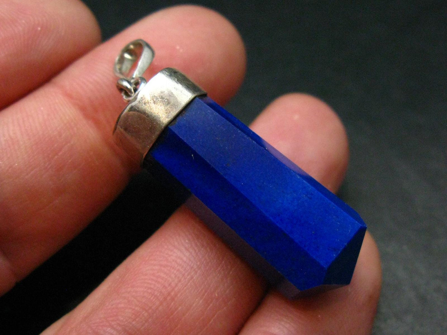 Lapis Lazuli Silver Pendant From Afghanistan - 1.9" - 11.19 Grams