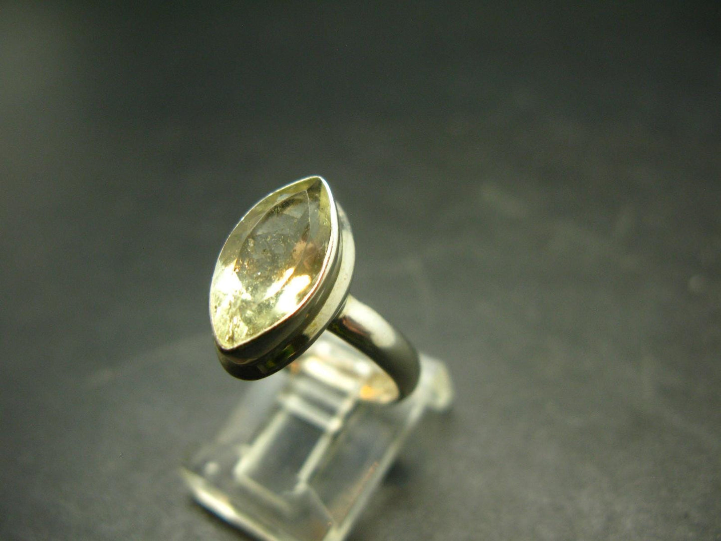 Libyan Desert Glass Tektite Sterling Silver Ring from Libya - Size 5 - 3.57 Grams