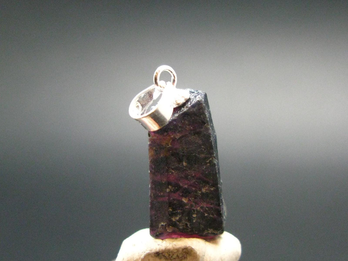 Ruby Crystal Silver Pendant from Winza Tanzania - 0.8" - 2.52 Grams
