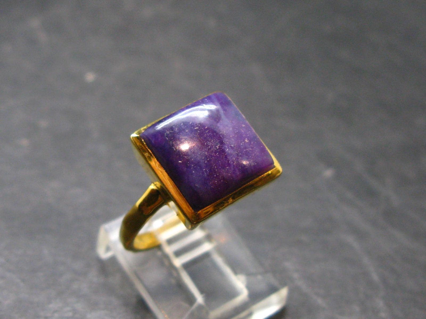 Sugilite Silver Gold Plated Ring From South Africa - 4.83 Grams - Size 8