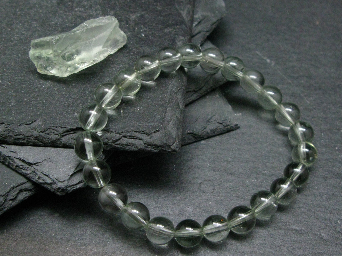 Prasiolite Green Amethyst Genuine Bracelet ~ 7 Inches ~ 8mm Round Beads