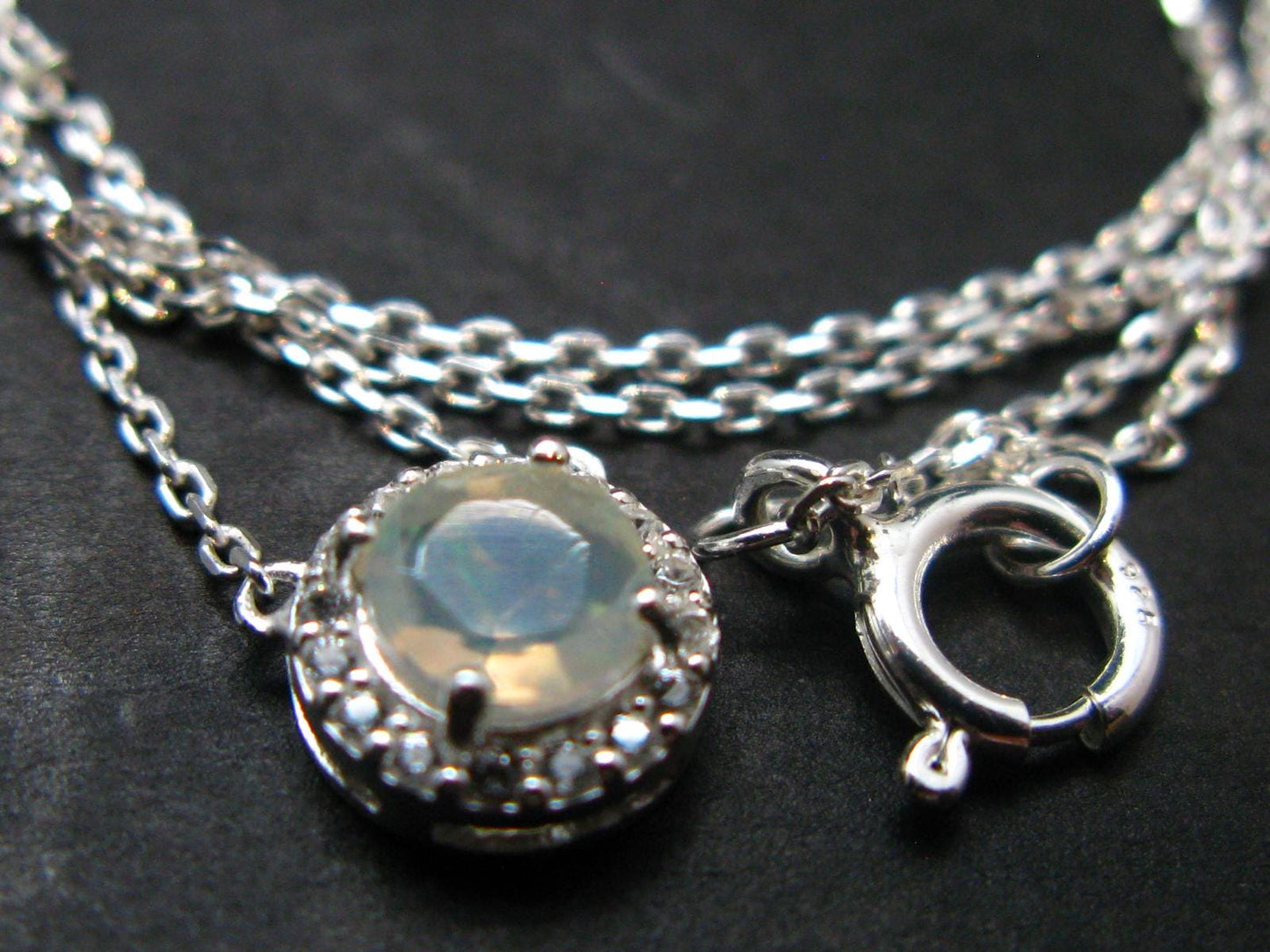 Precious Opal Sterling Silver Pendant With Chain from Ethiopia - 1.82 Grams