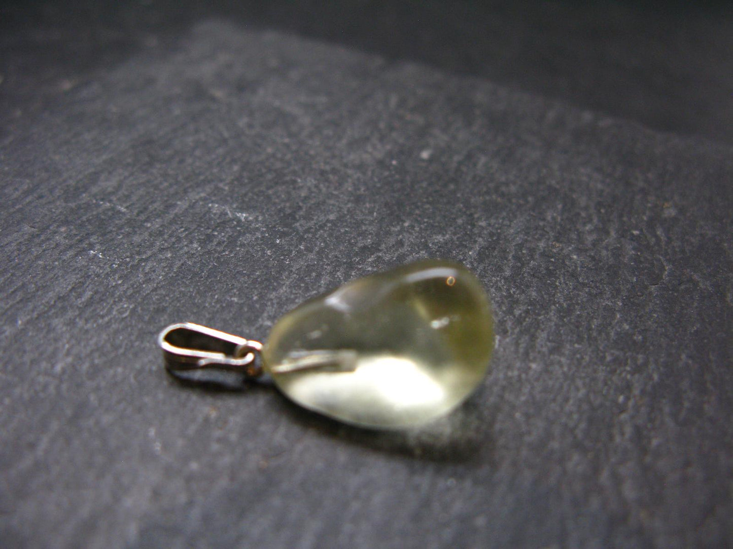 Gem Libyan Desert Glass Tektite Pendant Sterling Silver from Libya - 1.0" - 2.3 Grams