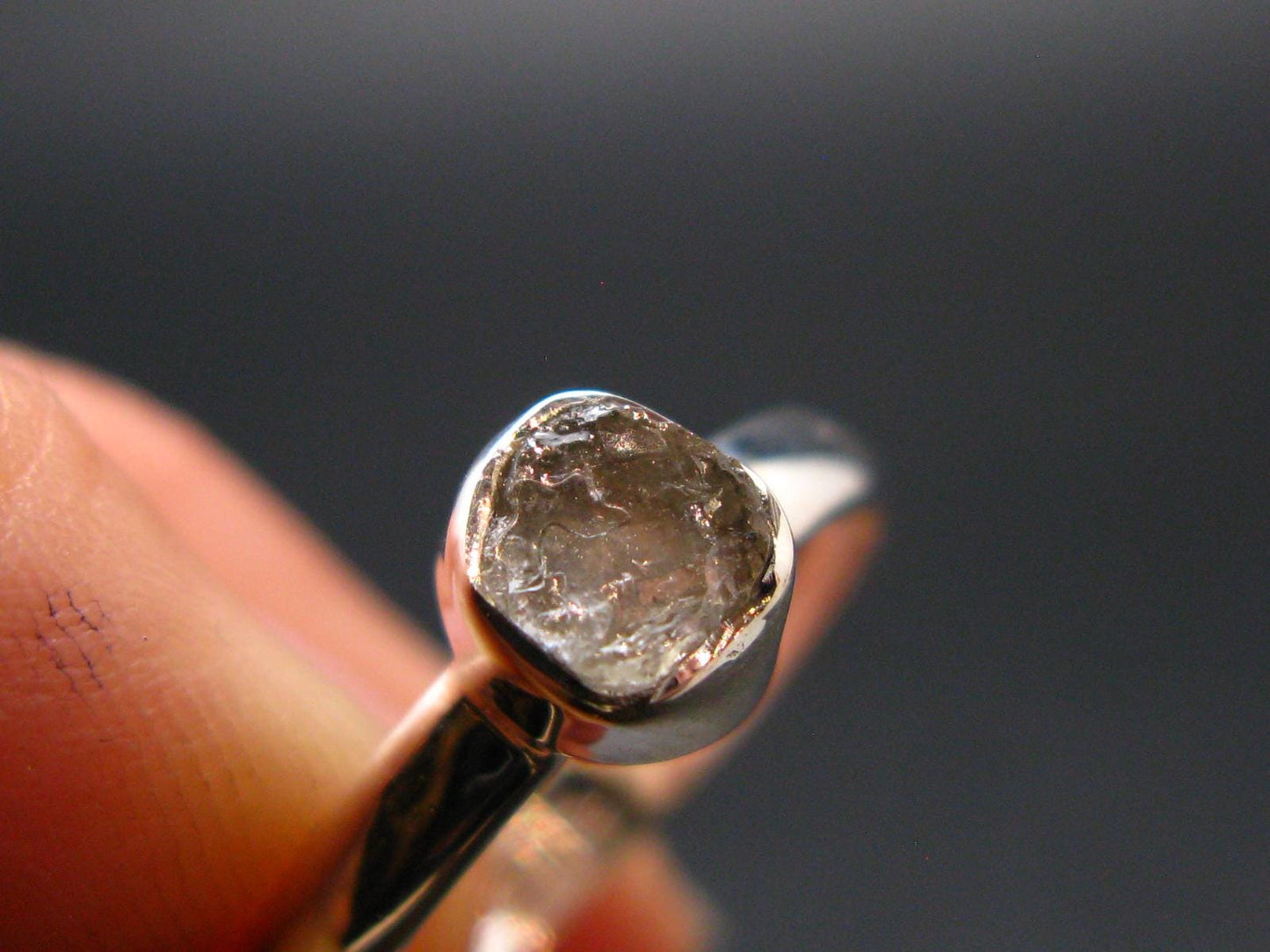Green Herderite Silver Ring From Brazil - 1.68 Grams - Size 7