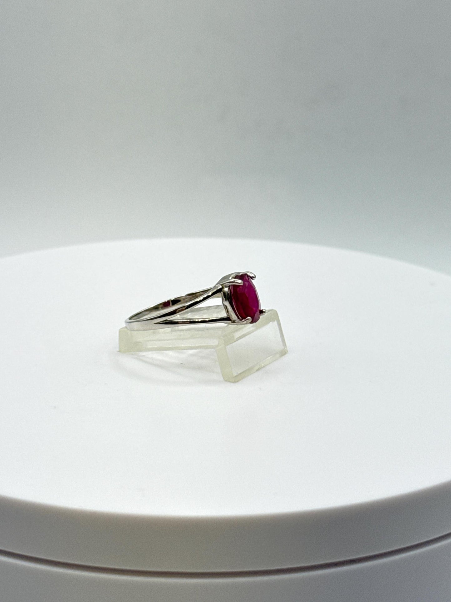 Ruby Solitaire Ring | Natural Ruby in Sterling Silver | July Birthstone Jewelry - Size 8