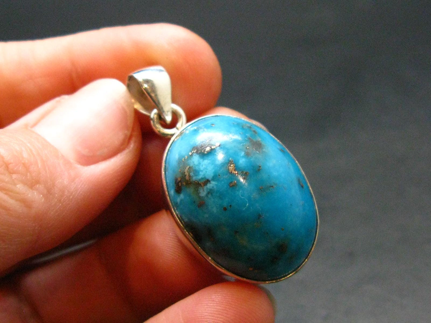 Turquoise Silver Pendant - 1.3" - 10.20 Grams