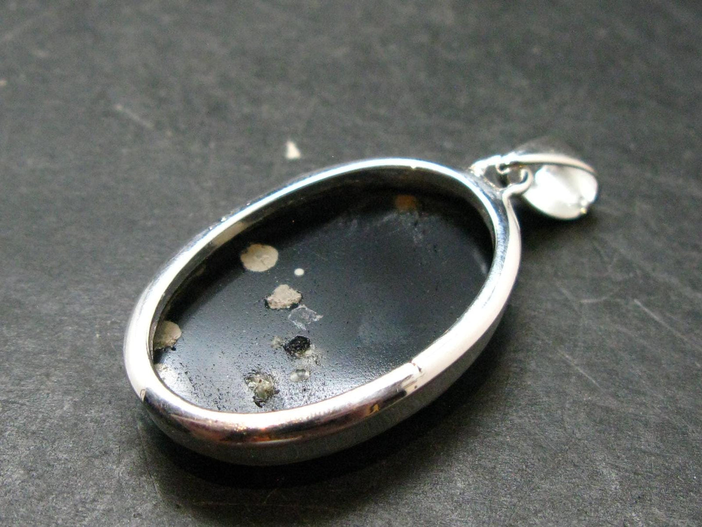 Snowflake Obsidian Silver Plated Pendant From Mexico - 1.7"