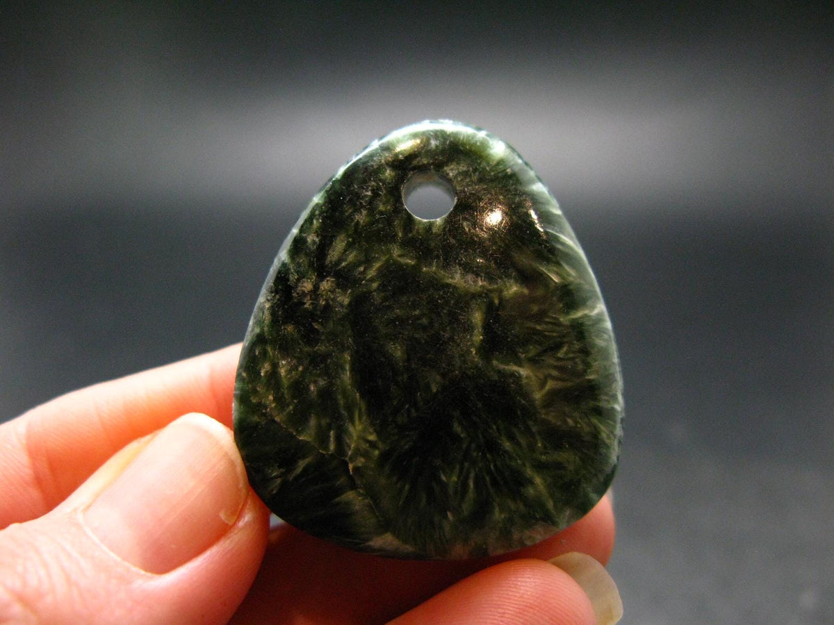 Polished Seraphinite Clinochlore Metal Free Pendant From Russia - 1.5"