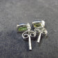 Natural Moldavite Tektite Raw Stud Earrings In Sterling Silver From Czech Republic