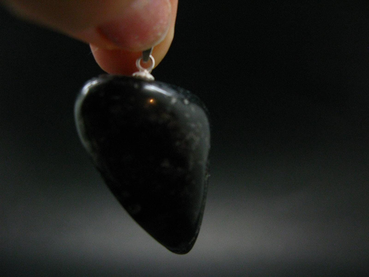 Very Rare Sterling Silver Nuumite Nuummite Pendant From Greenland - 1.6" - 24.04 Grams