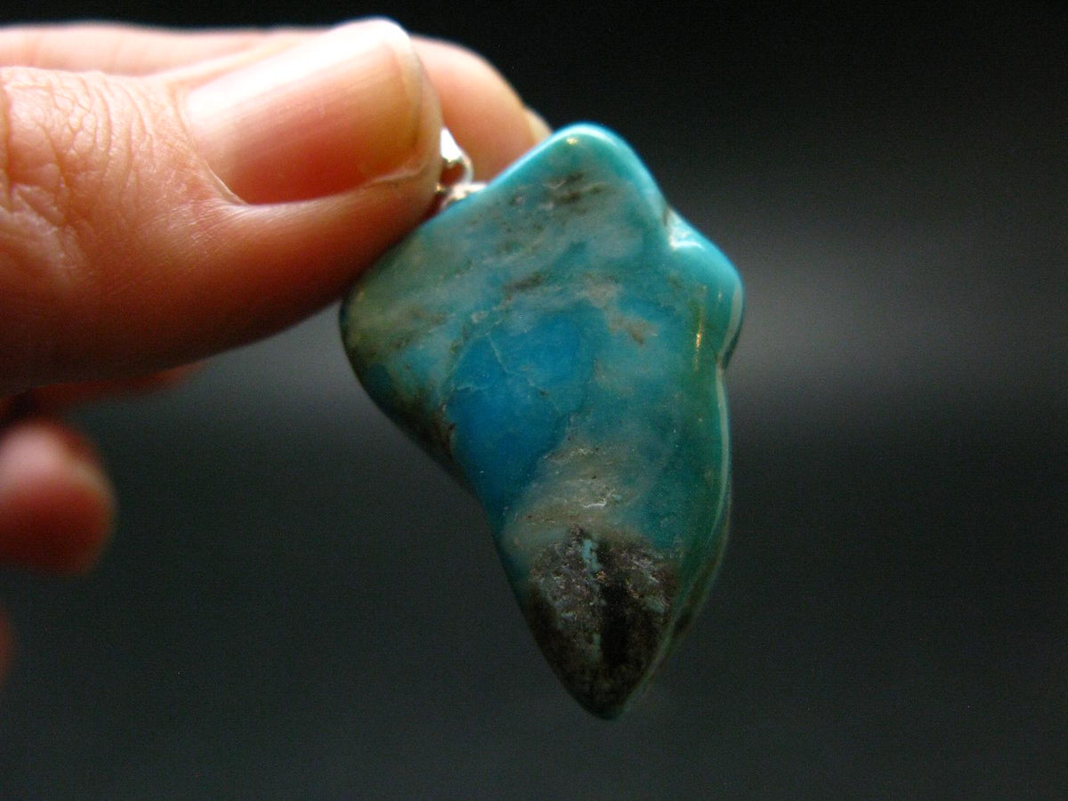 Genuine Turquoise Silver Pendant From Sleeping Beauty Arizona - 1.5" - 8.22 Grams