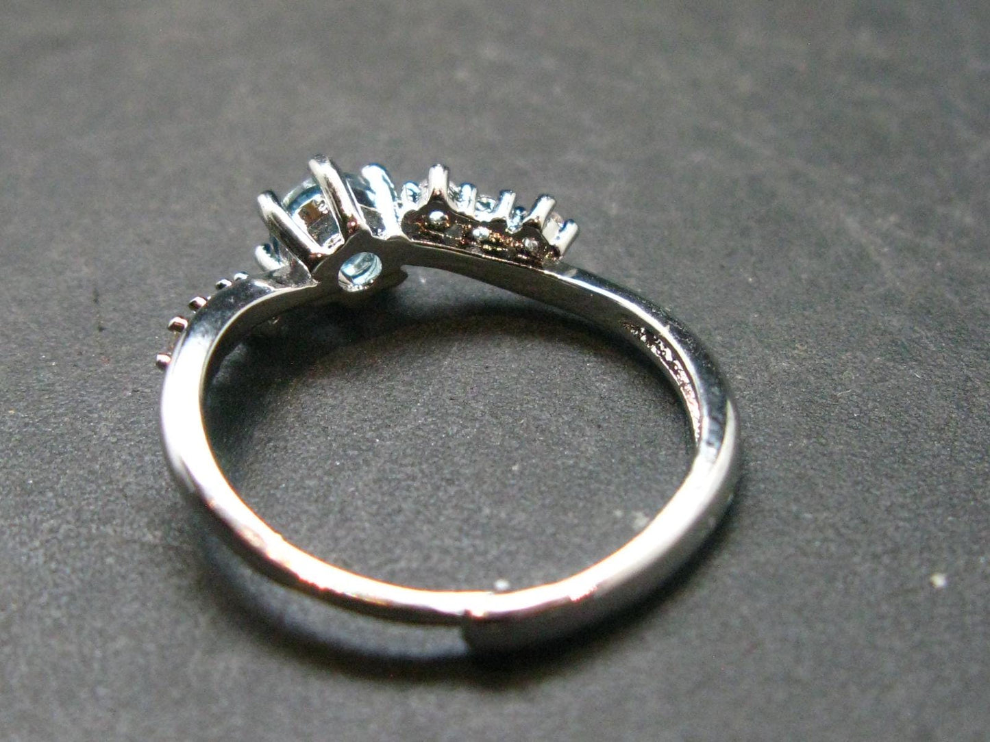 Natural Facetted Blue Topaz Crystal Ring - 1.85 Grams - Size adjustable