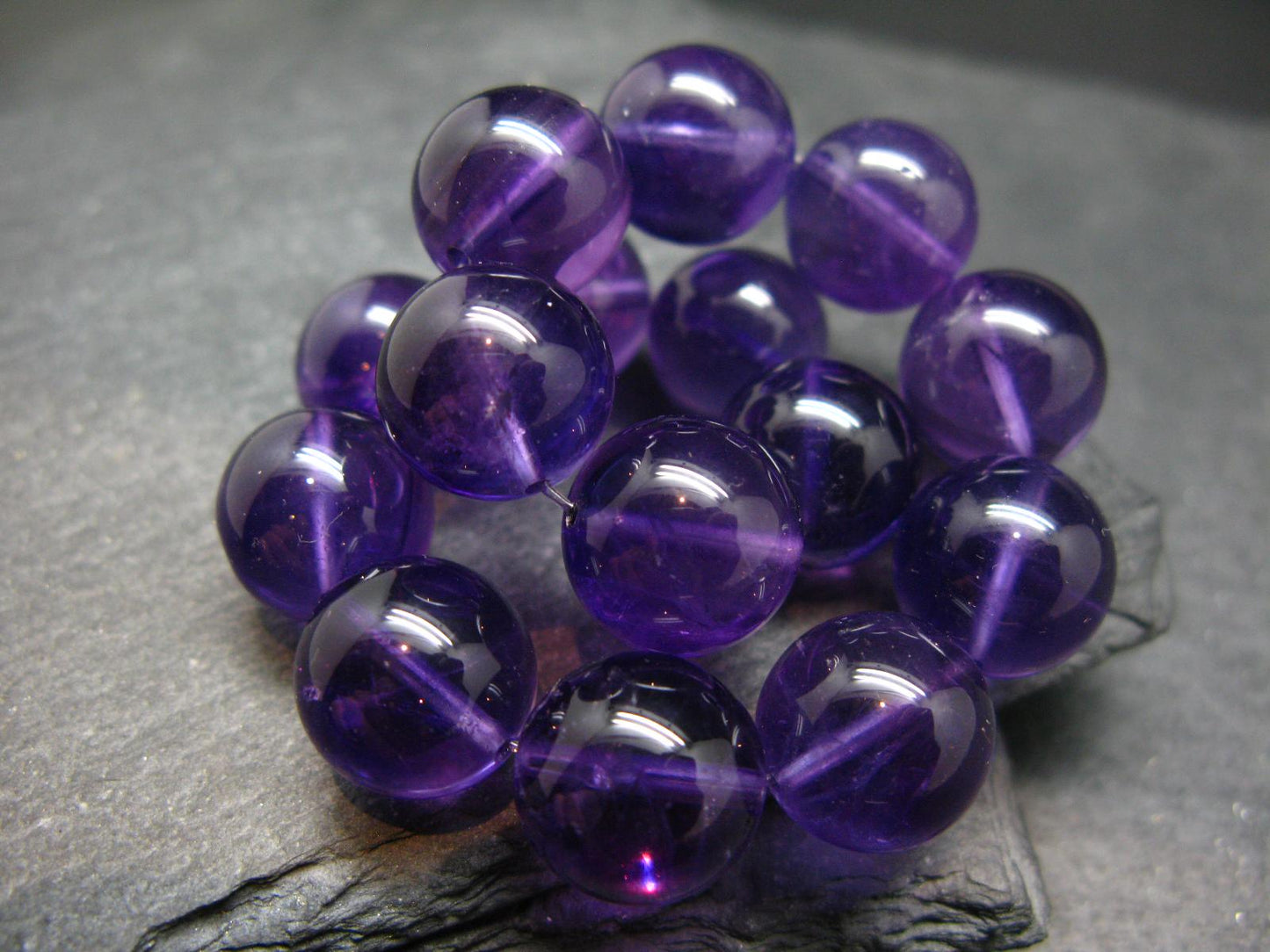 AAA Grade Amethyst Gem Genuine Bracelet ~ 7 Inches ~ 13mm Round Beads