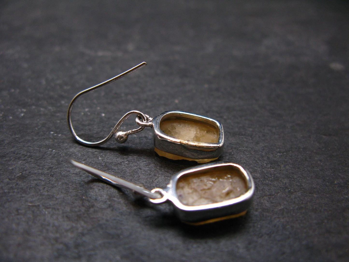 Rare Agni Gold Danburite Silver Earrings From Tanzania - 3.0 Grams - 1.1"