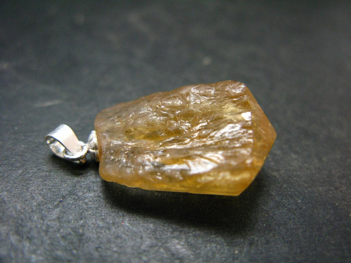 Imperial Topaz Crystal Silver Pendant from Brazil - 1.1" - 4.44 Grams