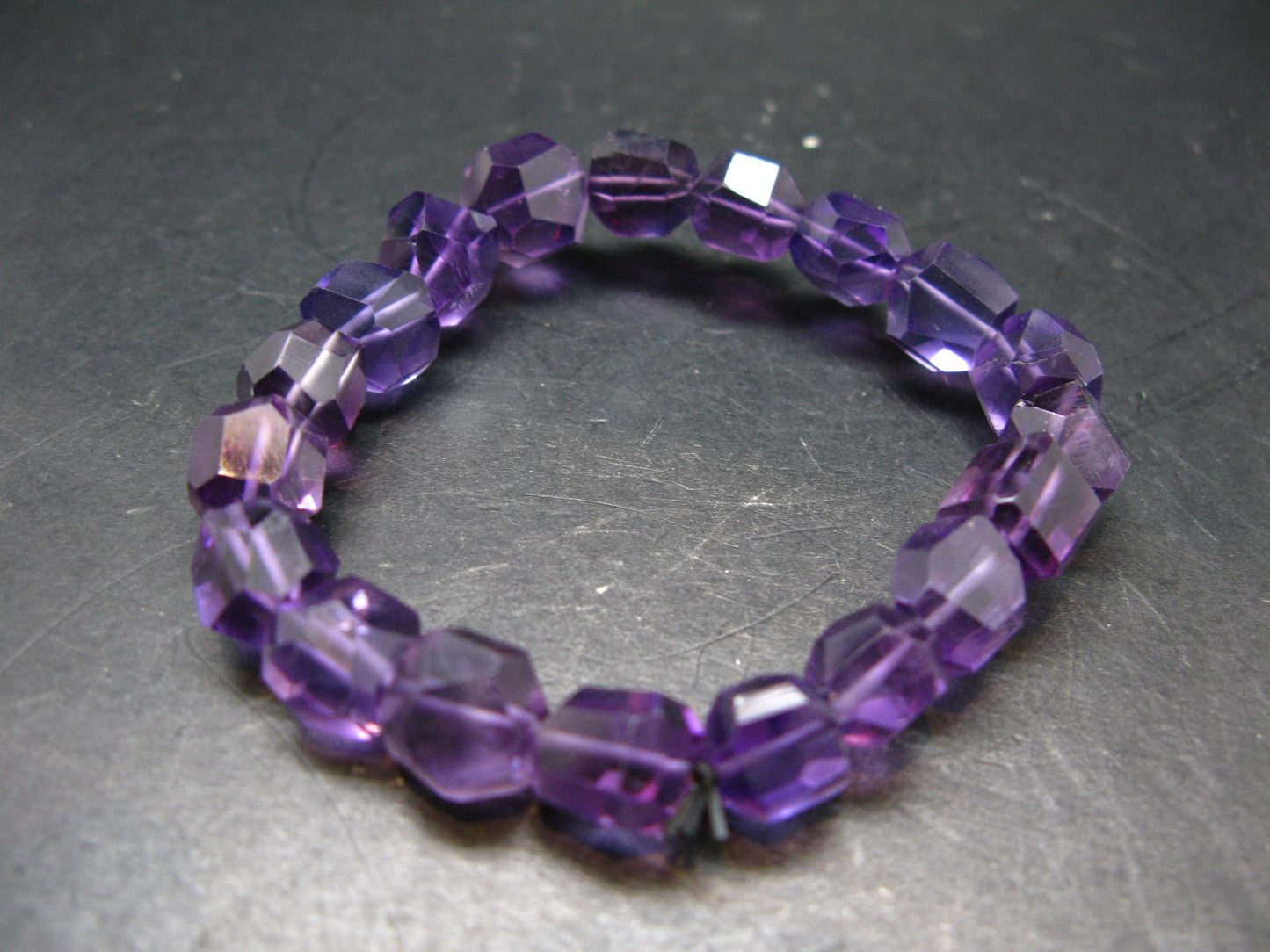 AAA Grade Amethyst Gem Genuine Bracelet ~ 7 Inches ~ 12mm Facetted Beads